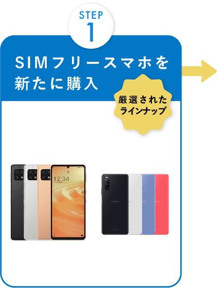 SIMフリースマホを
                        新たに購入01